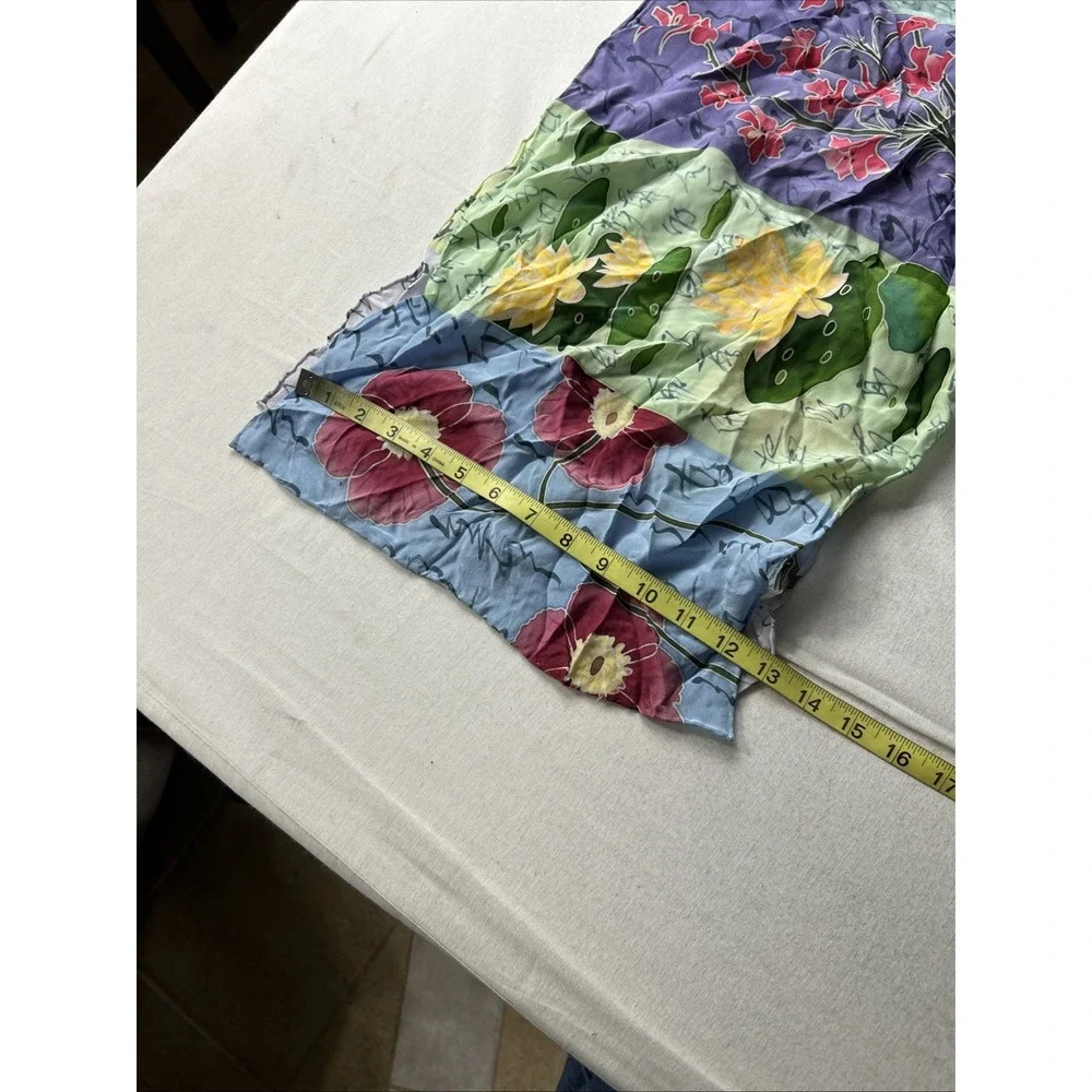 Red Fish Designs Silk Scarf Sheer One Size 100% Silk Floral